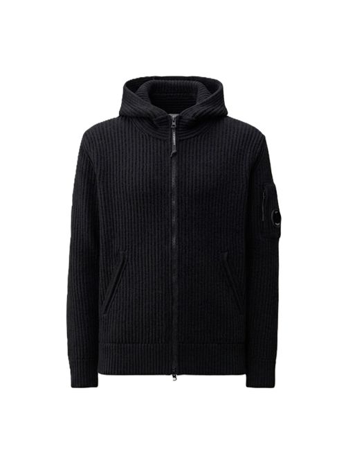 Cardigan full-zip lamb wool C.P. COMPANY | 21CMKN106A-110149A999 BLACK